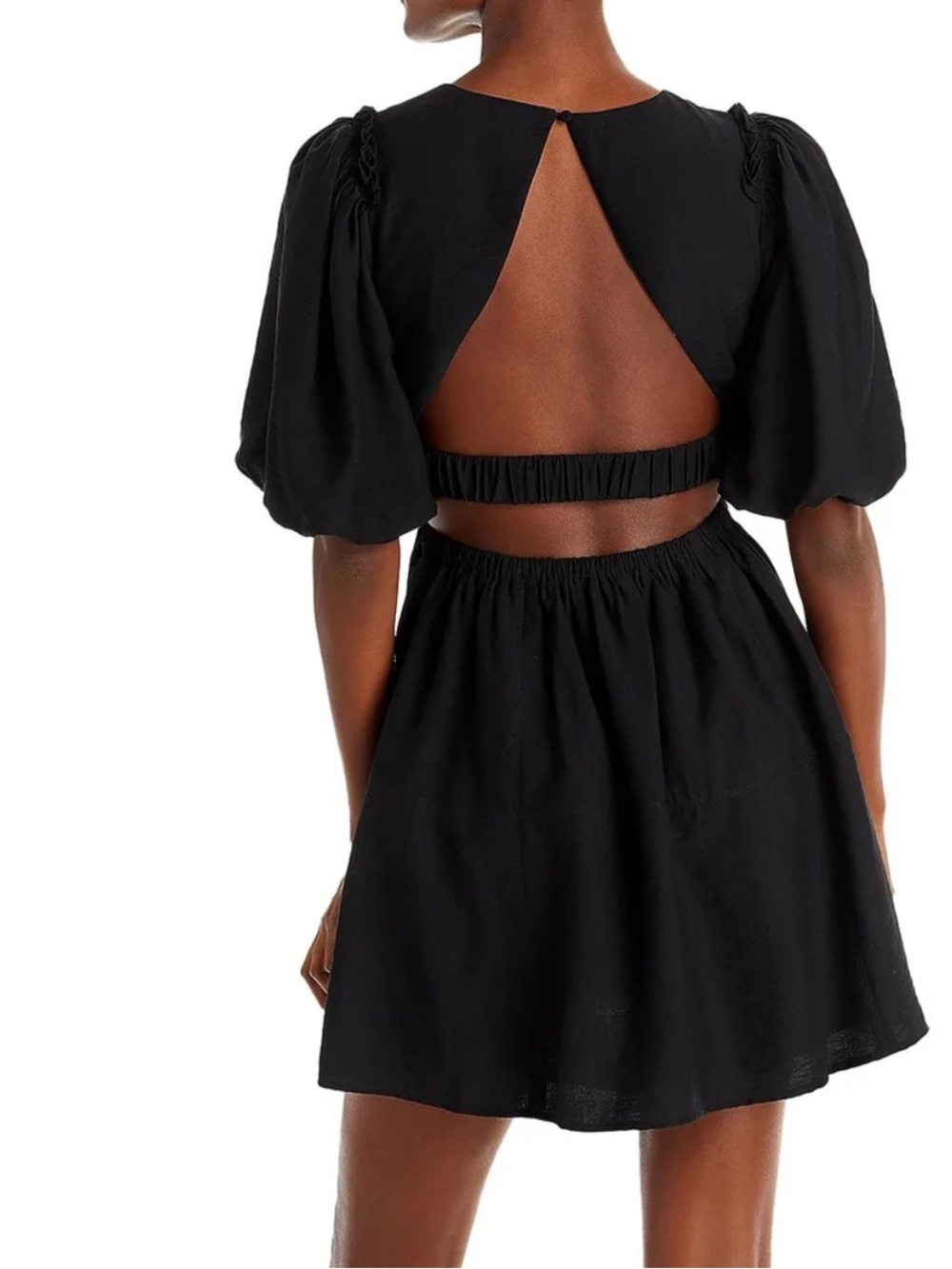 MOON RIVER Open Back Pleated Neck Mini Dress